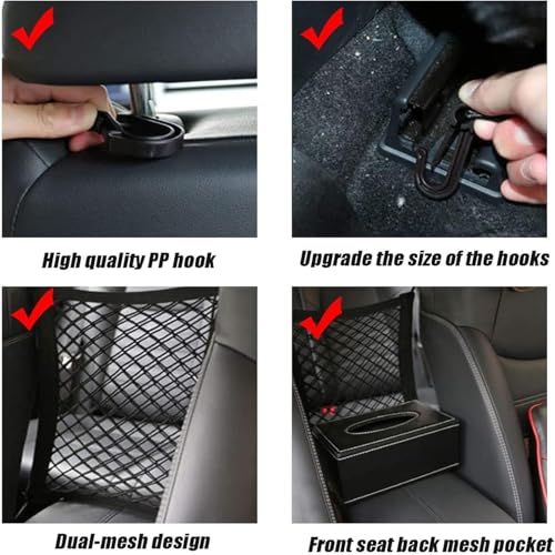DYKESON Dog Car Net Barrier Pet Barrier with Car Mesh Organizer for Dog & Child, Safety Divider with Storage Pouch, Easy Install for Cars & SUVs