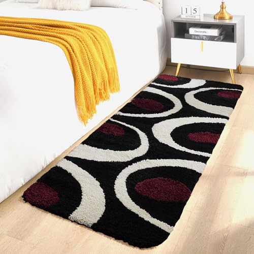Image of 2x5 feet Soft Runner Rug for Living Room and Bedroom, Modern Indoor Floor Carpet with Non-Slip Backing, Comfortable Decorative Home Decor Rug, Easy Clean & Durable- (Moon Maroon, Rectangular)