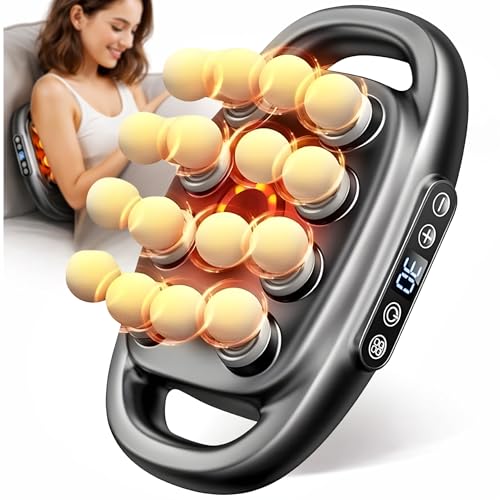 2026 16-Head Deep Tissue Body Massager with Heat 3 Modes & 30 Intensities Multi-Head Back Massager for Full Body Relief Quiet Percussion Massager for Back Neck Legs Waist 1800mAh Battery