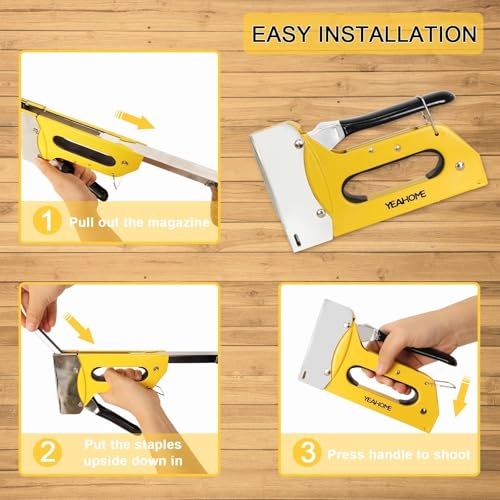 Image of Staple Gun -Upgrade 3 in 1 Upholstery Hand Stapler, Manual Brad Nailer Power Adjustment Stapler Gun for Wood, Crafts, Carpentry, Decoration DIY (Staple Gun, with 6000 Staples)