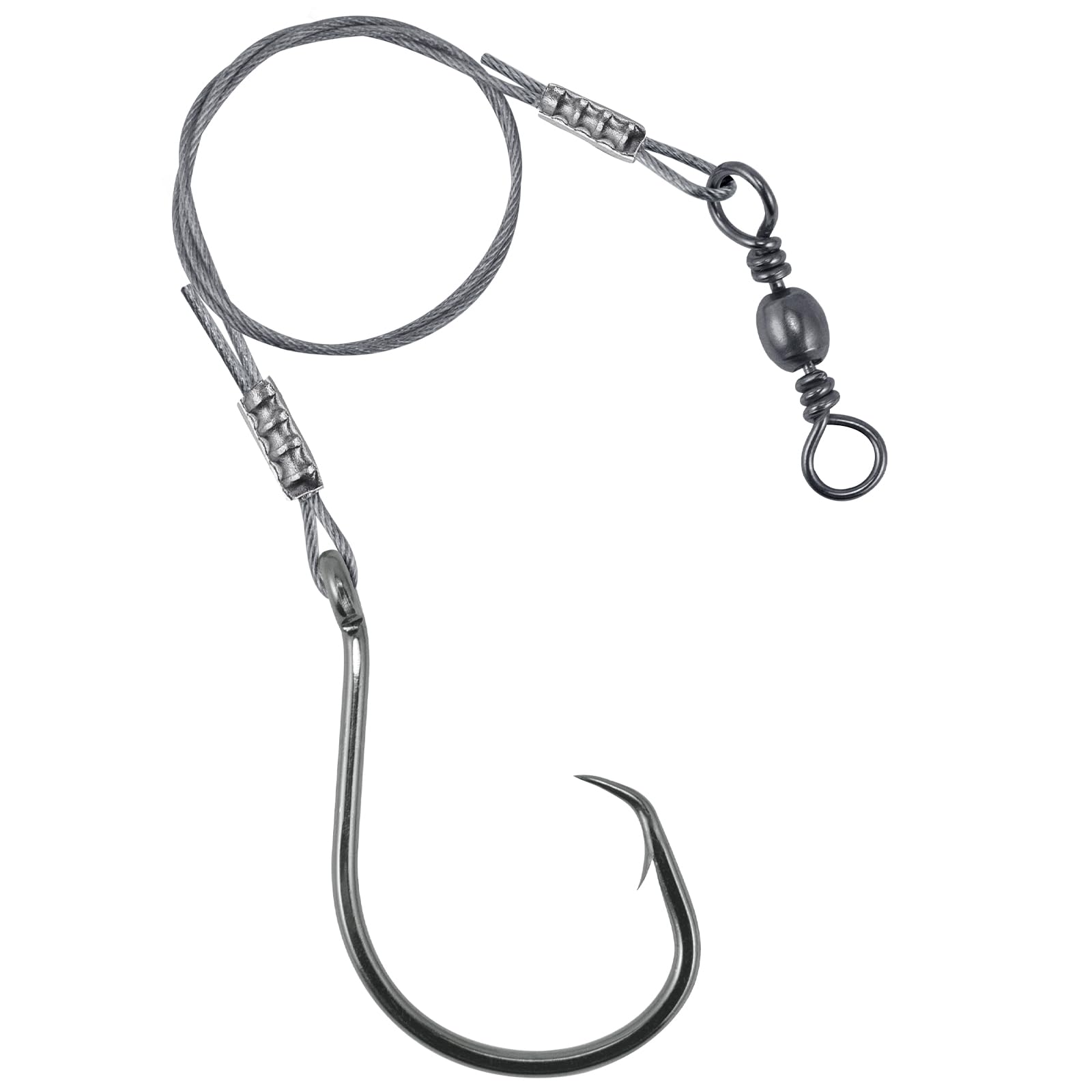 Dr.Fish Confezione da 30 ami circolari da 30,5 cm, ami da pesca a forma di polpo con leader, amo per pesce gatto, filo in acciaio inox, per pesca in acqua salata, surf, pesca striper