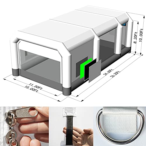 Gorillaspro Inflatable Paint Booth 26X15X10Ft,Inflatable Spray Booth With (750W + 950W) Blowers,Upgrade Air Filter System Environment Friendly,More Durable Portable Spray Painting Tent Booth #TOP1