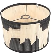 Uonlytech Bamboo Lamp Shade, Vintage Drum Lampshade Chandelier Lamp Cover Replacement Light Acces...