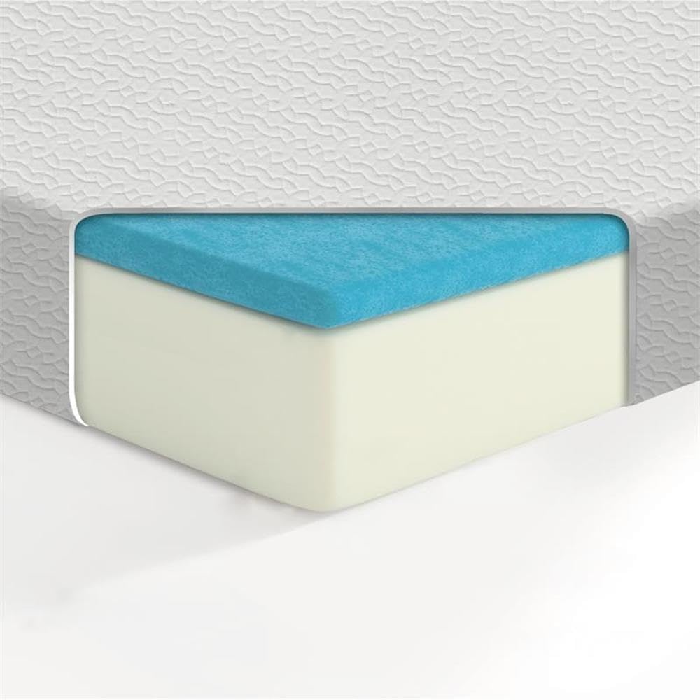 Pemberly Row 6 in Gel Memory Foam Mattress, Twin Size, Modern Firm Tencel Fabric, White Finish, CertiPUR-US Certified, Double Layer Construction for Comfortable Sleep