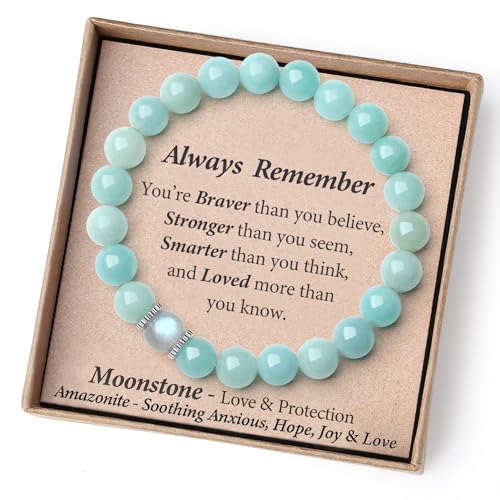 Amazonite Moonstone Bracelet for Girls Women - Natural Stones Bracelet for Her Comes in Gift Box