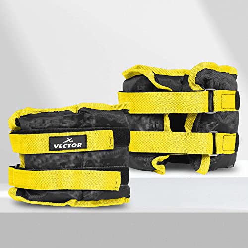 Image of Vector X AW-10 Adjustable Wrist Ankle Weight For Men Women Resistance Exercise Fitness Band For Running, Jogging, Strength (1.5 KG X 2) 3 KG - Yellow