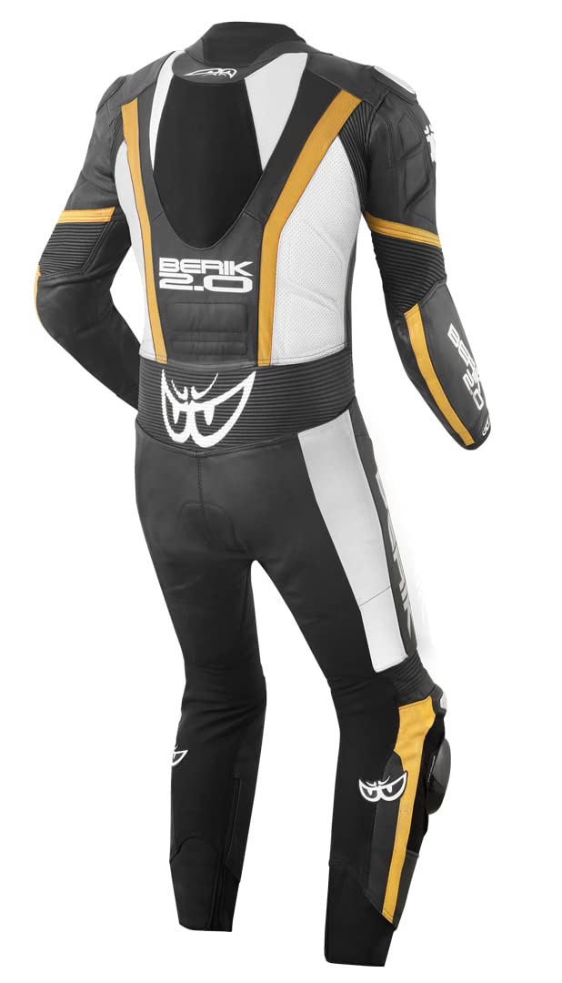 Berik Losail Tuta in moto un pezzo, nero/bianco/bronzo, 54