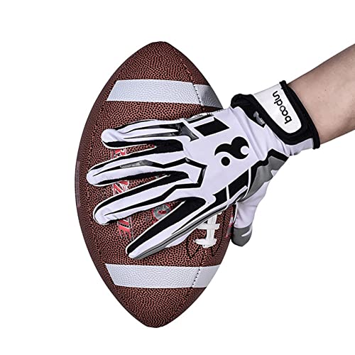 Football Gloves Ultra-Stick Sports Receiver Gloves, Breathable And Non-Slip Silicone Grip Glove, Enhanced Performance White/Red Football Gloves For Youth & Adult(1 Pair) #TOP4