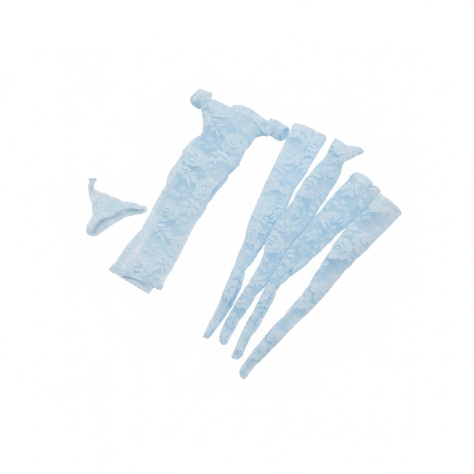 Frauenkleid Miniatur Kleid Puppenkleid Puppenbekleidung Puppenoutfit aus Spitze mit Trägerlosem Ausschnitt Und Hoher Seitenschlitz für Sammler Figurenfotografie Dioramen , Blau