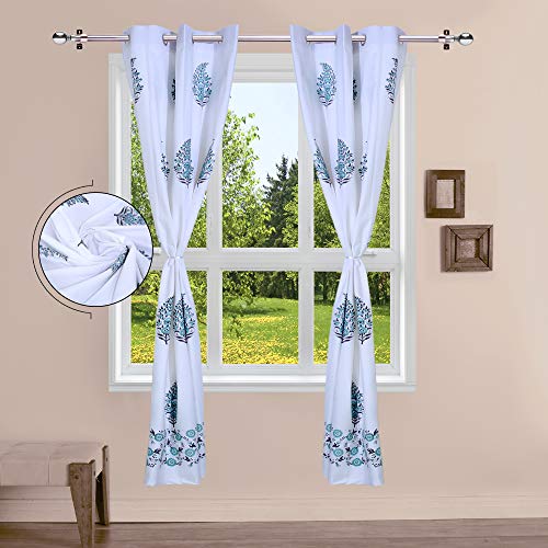 Image of LINENWALAS Cotton Solid Panel Curtains, 4.5ft x 7ft, Multicolour | Set of 2