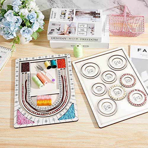 Juexica 2 Pieces Wooden Bead Board Bead Boards For Jewelry Making Bracelet Beading Board Design Beading Board Tray Jewelry Design Mats For Diy Bracelet Necklace Jewelry Making Supplies Craft Tool #TOP6