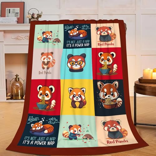 Cute Red Panda Blanket Toddler Panda Fleece Throw Blanket Fuzzy Plush Super Soft Cozy Warm Nursery Red Panda Decor Bedding Stuffed Animal Blanket Gifts for Boys Girls Kids Adult Men Women 40"X50"