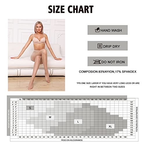 Image of YAGAXI 20D Sheer Tights for Women - 3 Pairs Women's Control Top Pantyhose