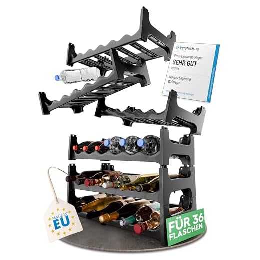 Novaliv Flaschenregal für 36 Flaschen | Weinregal grau | aus stabilem Kunststoff (für 36 Flaschen, Anthrazit)