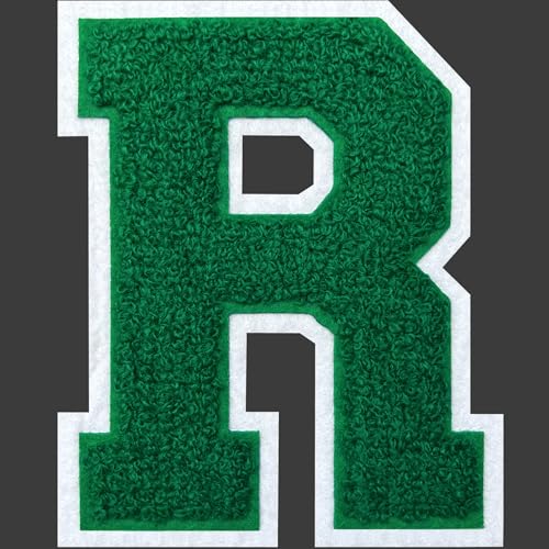 SOYCEV Parches verdes de letras termoadhesivas de 4.5 pulgadas, parches de letras grandes de letras universitarias (R)