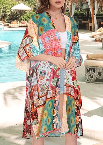 Chicgal Women'S Kimono Swimsuit Coverups Summer Beach Casual Loose Cardigans For Swimwear thumb #5