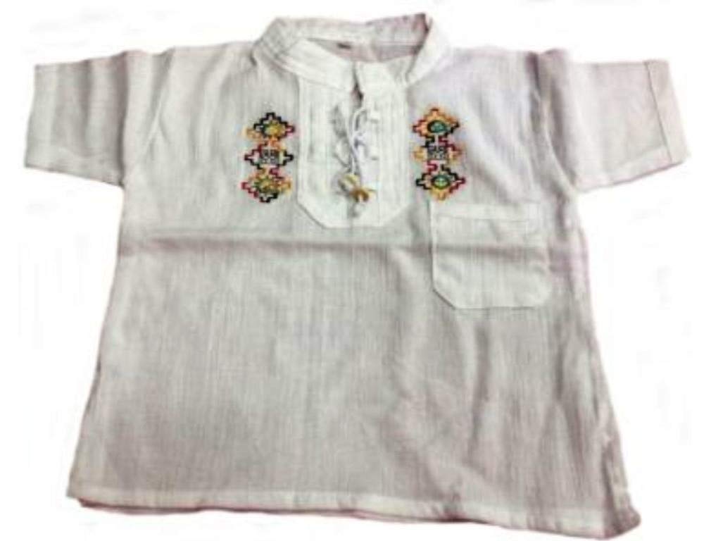 Baby Unisex Sommer Shirt Trachtenhemd Trachtenbluse Bestickt 100% Pima Baumwolle ökologische Baumwolle Biobaumwolle 0-2 Jahre (50, bunt Bestickt)