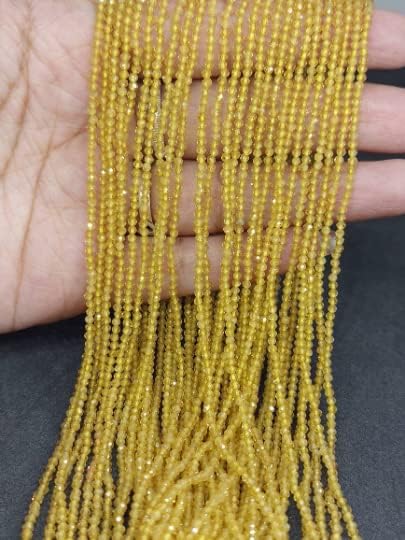 Miniatura 2 de Krishiv Exports - Cuentas de Rondelle con microfacetas de zafiro amarillo y zafiro amarillo Rondelle, 0.079 in, 13 hilos