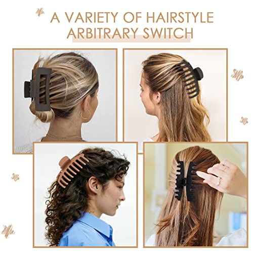 Neutral Color 10 Pcs Large Hair Claw Clips For Women Girls 4.3" Non-Slip Big Matte Strong Hold Banana Clips For Thick Thin Hair, Neutral Colors #TOP4