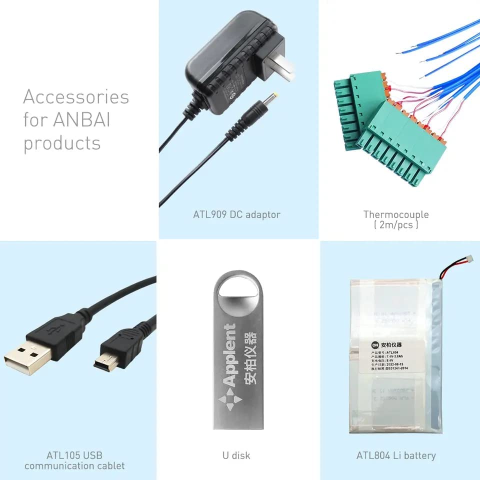 Temperature Monitor Data Logger 8 Channel Temperature Meter Tester Thermocouple Thermometer Temperature Measuring Instrument with Accuracy 0.2%+1℃ Resolution 0.1℃