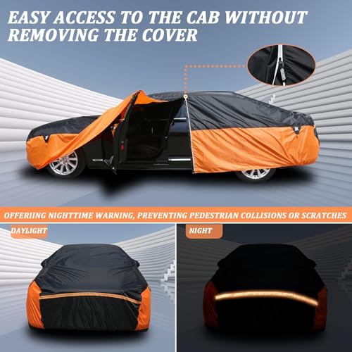 Image of Waterproof Car Cover for Automobiles, All Weather Full Exterior Covers Fit for Toyota Camry Chevrolet Malibu Honda Accord, Universal Windproof Rain Sun UV Protection Car Covers Fit 191 inch-200 inch Sedan