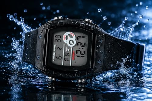 Image of Digital Sport Watch with Alarm, Stopwatch, Day & Calendar, 12 /24 Hour, Luminous, 3 ATM Waterproof