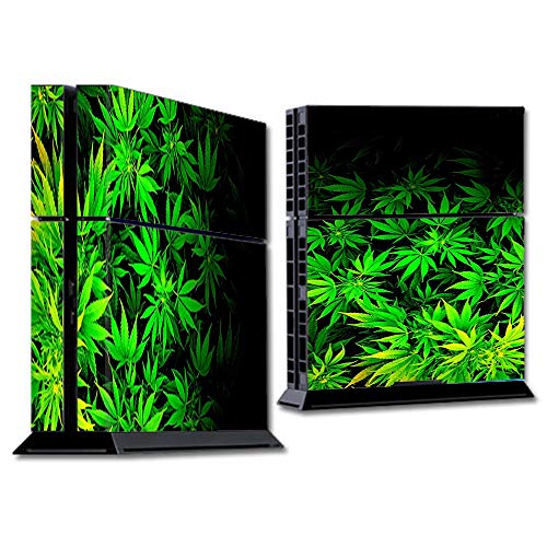 IT'S A SKIN Wrap Compatible with PS4 (R) Sony (R) PlayStation (R) Console - Decals Vinyl Stickers Overlay - weed green bud marijuana leaves