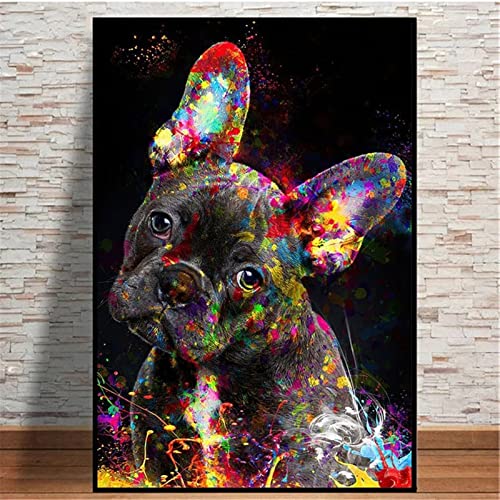 Diamond Painting Kit 5D Bulldog francese dei graffiti,Pittura Diamante Kit Adulti Fai Da Te Strass Ricamo Punto Croce Diamond Arts Craft per la Decorazione Della Parete di Casa Round Drill,30x50cm