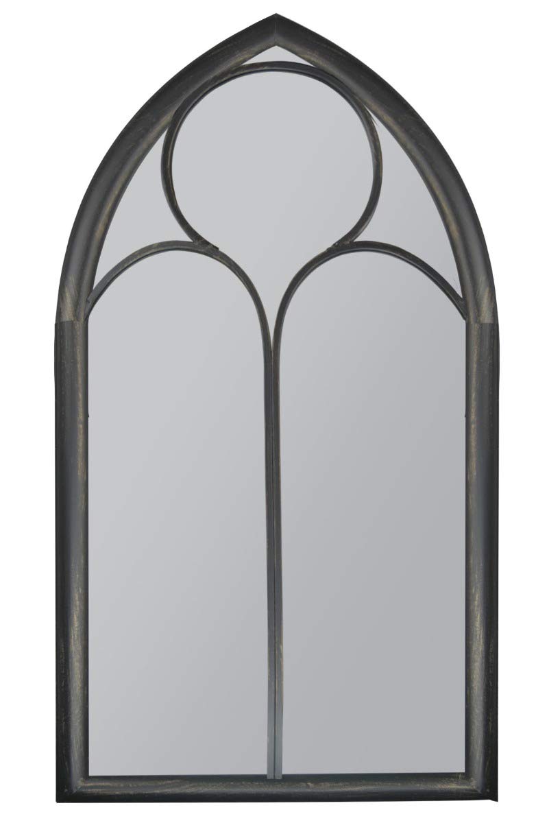 Rustic Home and Garden Outdoor Black Wall Mirror Chapel Window Design 5ft x 2ft8 150cm x 81cm