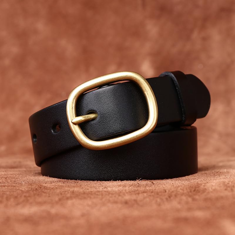 Unisex 2.8cm (1.1") Wide Leather Belt - Gold Prong Buckle For Work, Business, Jeans & Dresses4