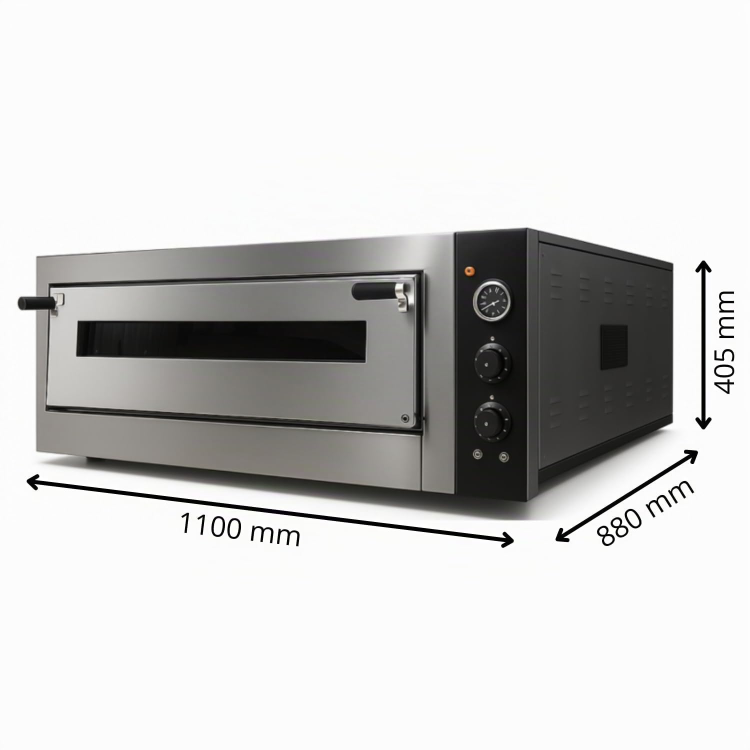 Four à Pizza Électrique Professionnel – 4 x Ø 33 cm – 4,7 kW – Température jusqu’à 450°C – Porte Vitrée – Thermostat Manuel