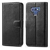 Samsung Galaxy Note 9 Étui Portefeuille en Cuir à Rabat Coque pour Samsung Galaxy Note 9 6,4'' SM-N960F/DS, Cuir Cuir synthétique, Noir