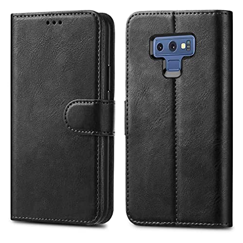 Samsung Galaxy Note 9 Cases - Premium Wallet Leather Flip Case Cover For Samsung Galaxy Note 9 [Card Holder] [Magnetic Closure] (Black)