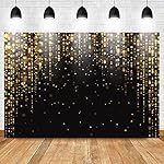 Mocsicka 7x5ft Black and Gold Backdrop Black and Gold Party Decorations Photography Background Gold Glitter Birthday New Year Party Decorations Background Photo Booth Props - Image 5