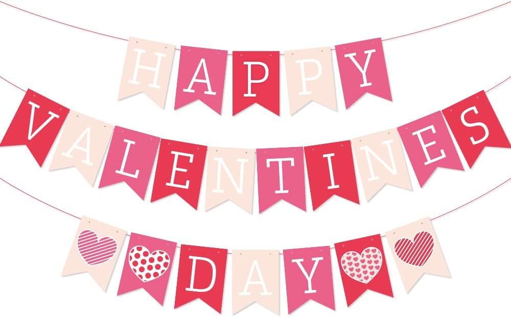 thepartypopper Happy Valentine's Day Flag Banner Garland For Valentine's Day Party Decorations