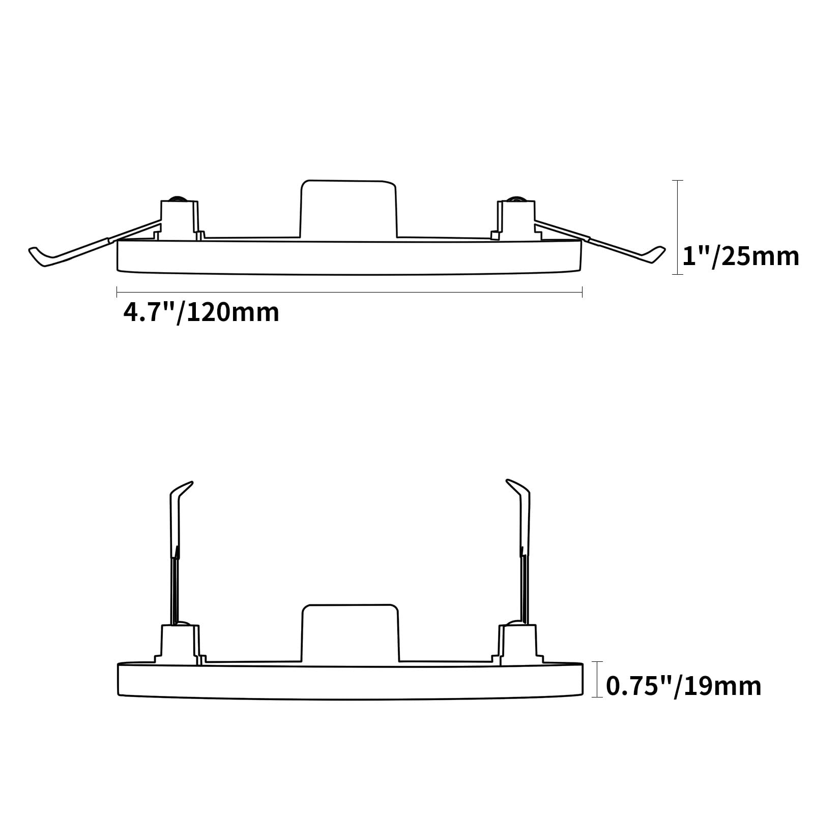 LVL Faretto da incasso a LED, piatto, 230 V, 8 W, non dimmerabile, 3000 K/4000 K/6000 K, diametro foro 50-110 mm, per bagno, cucina (nero, 4 pezzi)