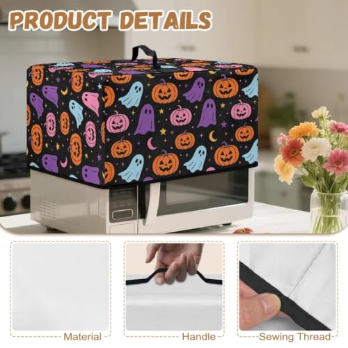Image of Microwave Cover Air Fryer Toaster Oven Dust Cover Halloween Countertop Convection Oven Protector Kitchen Appliance Decor, S, Cute Ghost Pumpkin Star Moon