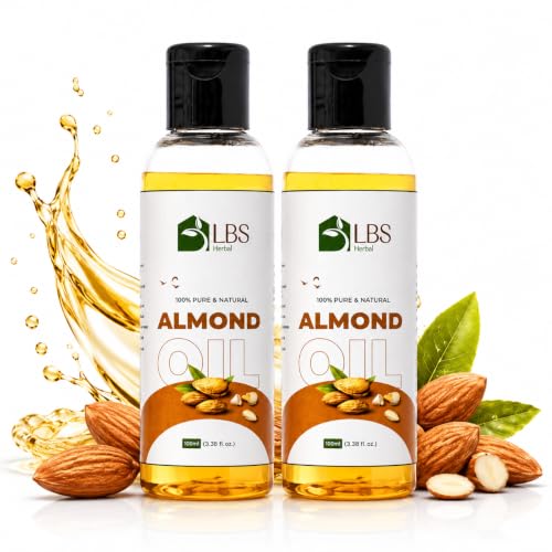 Image of Pure Sweet Almond Oil 100% Extra Virgin Cold Pressed | Natural Carrier Oil for Hair, Skin & Body Massage | Deep Moisturizing Hair Oil for Soft & Healthy Looking Hair | 100ml (Pack of 2)