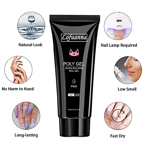 Lofuanna Poly Gel 15ml Poly Nagel Gel, Nagelverlängerungs Gel Soak off UV LED,Schnell Aufbauendes Acrylgel für Nägel… – Bild 5