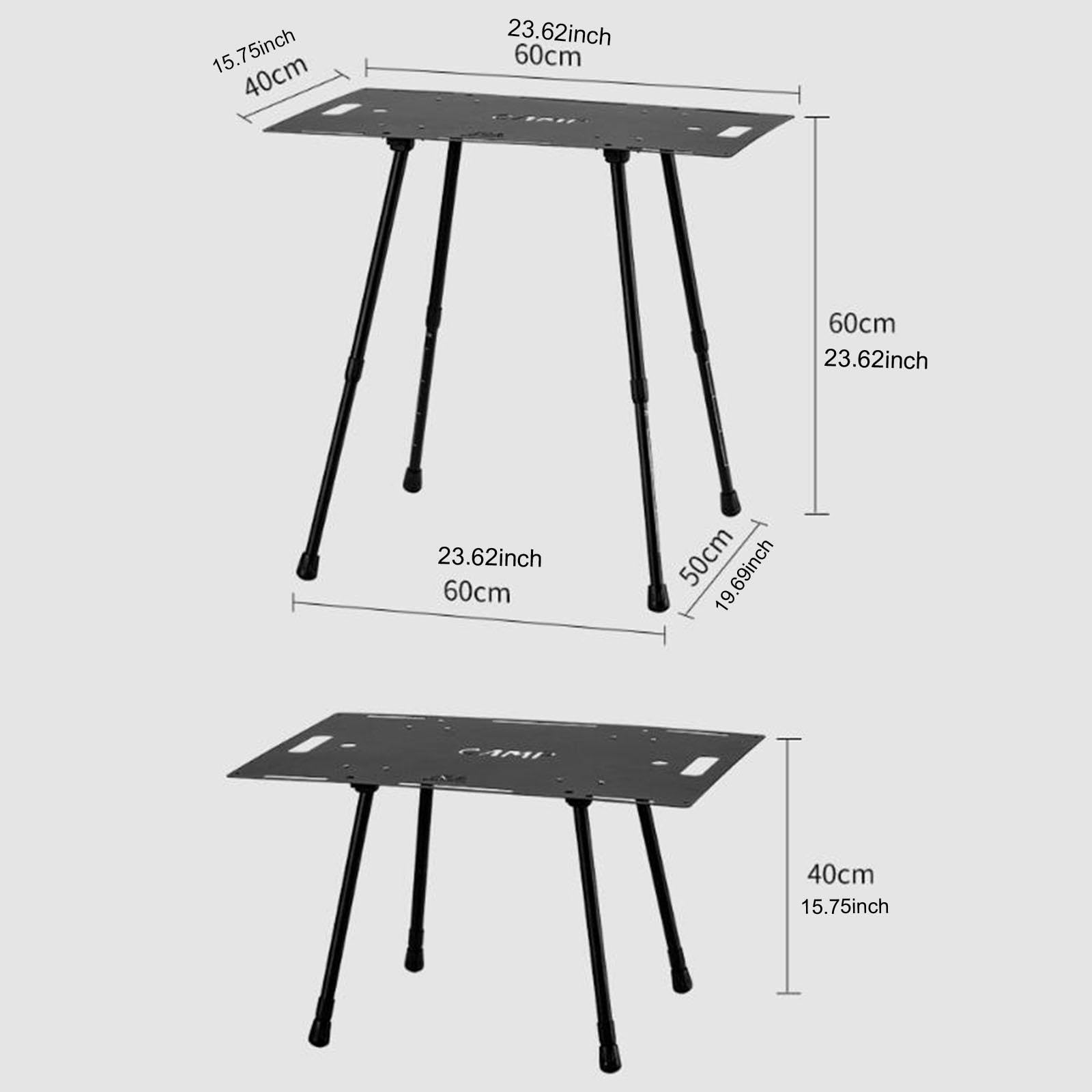 kowaku Folding Table with Height Adjustment for Outdoor Use, Ideal for Gatherings and Picnics, Black