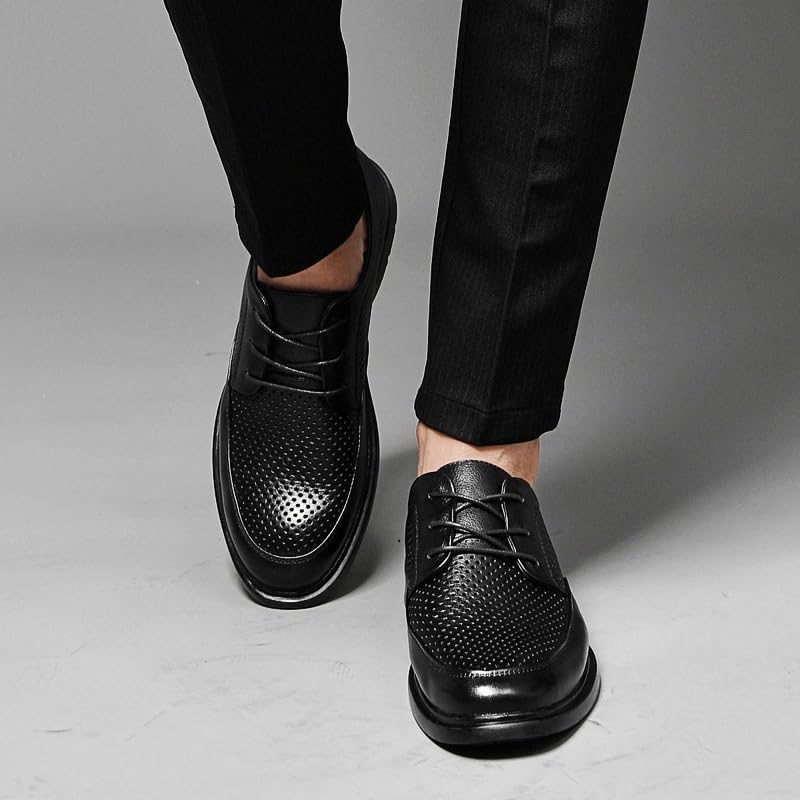 YZABEL Men's Classic Pointed Toe Lace Up Oxford Shoes, Summer Breathable Hollow Casual Shoes, Rubber Non-Slip for Formal and Everyday Wear2