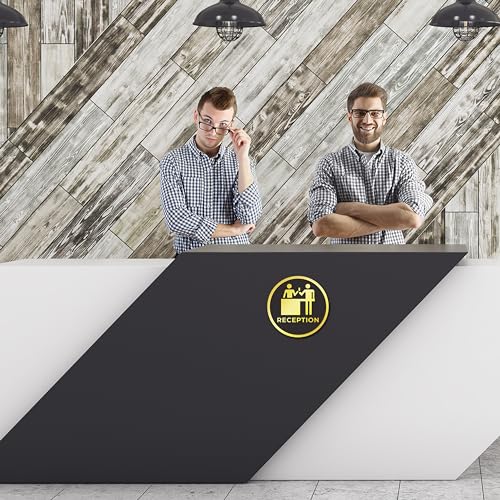 Image of Rousrie Reception Stickers For Glass Doors (Size: 6 Inch) For Office, Stores, Cafe, Hotel, Restaurant, Business & Shop, Self-Adhesive, Acrylic Signage (Reception)