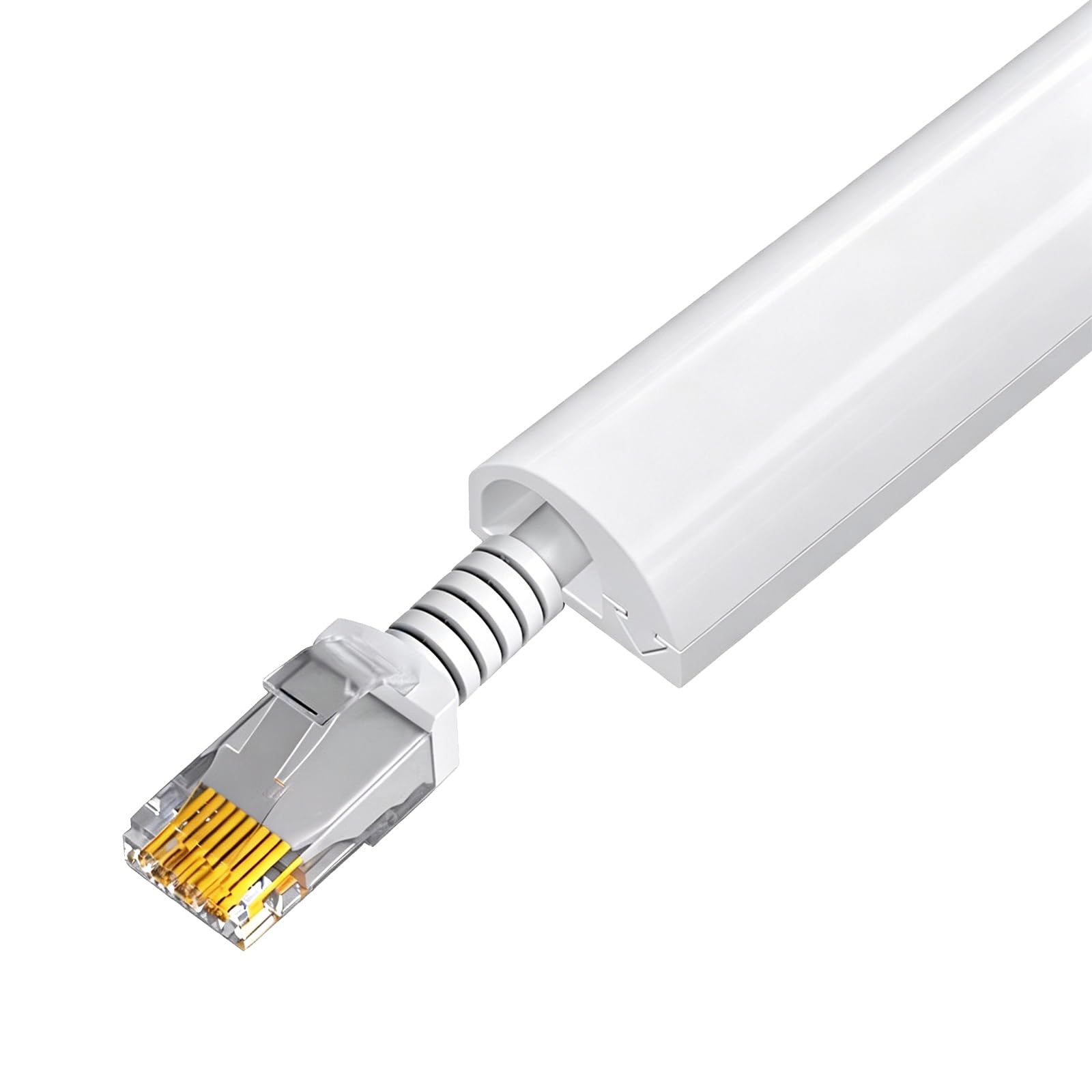 Osłona Na Przewody Ścienne Kanał Kablowy Z PVC Z Bocznym Otworem Maskownica Do Kabli Przy TV Ściennym, Kanał Samoprzylepny(White,394x0.9in/1000x2.4cm)