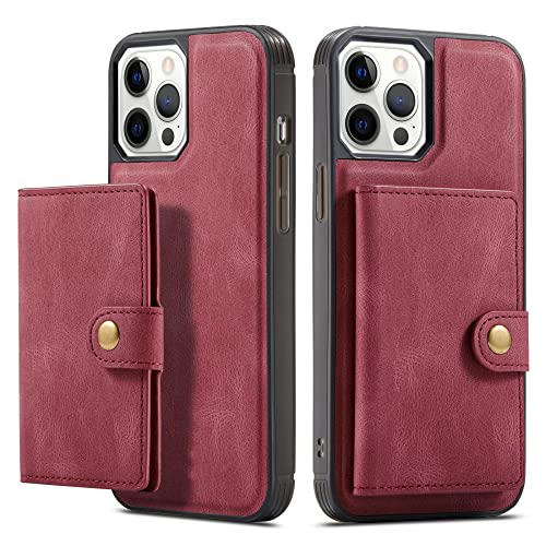 Coque portefeuille iPhone 12 Pro rouge avec support vidéo pour le quotidien