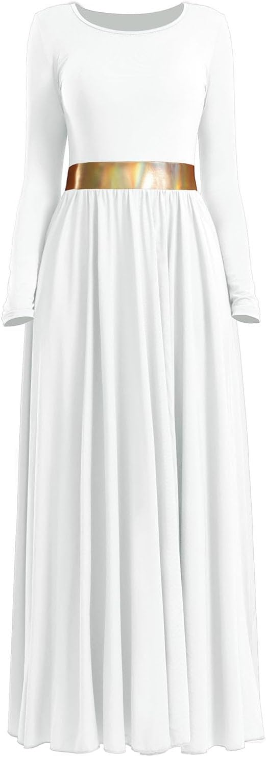 Women Long Sleeve Praise Dance Dress V-Neck Liturgical Worship Dance Costumes Swing Lyrical Dancewear - Image 4