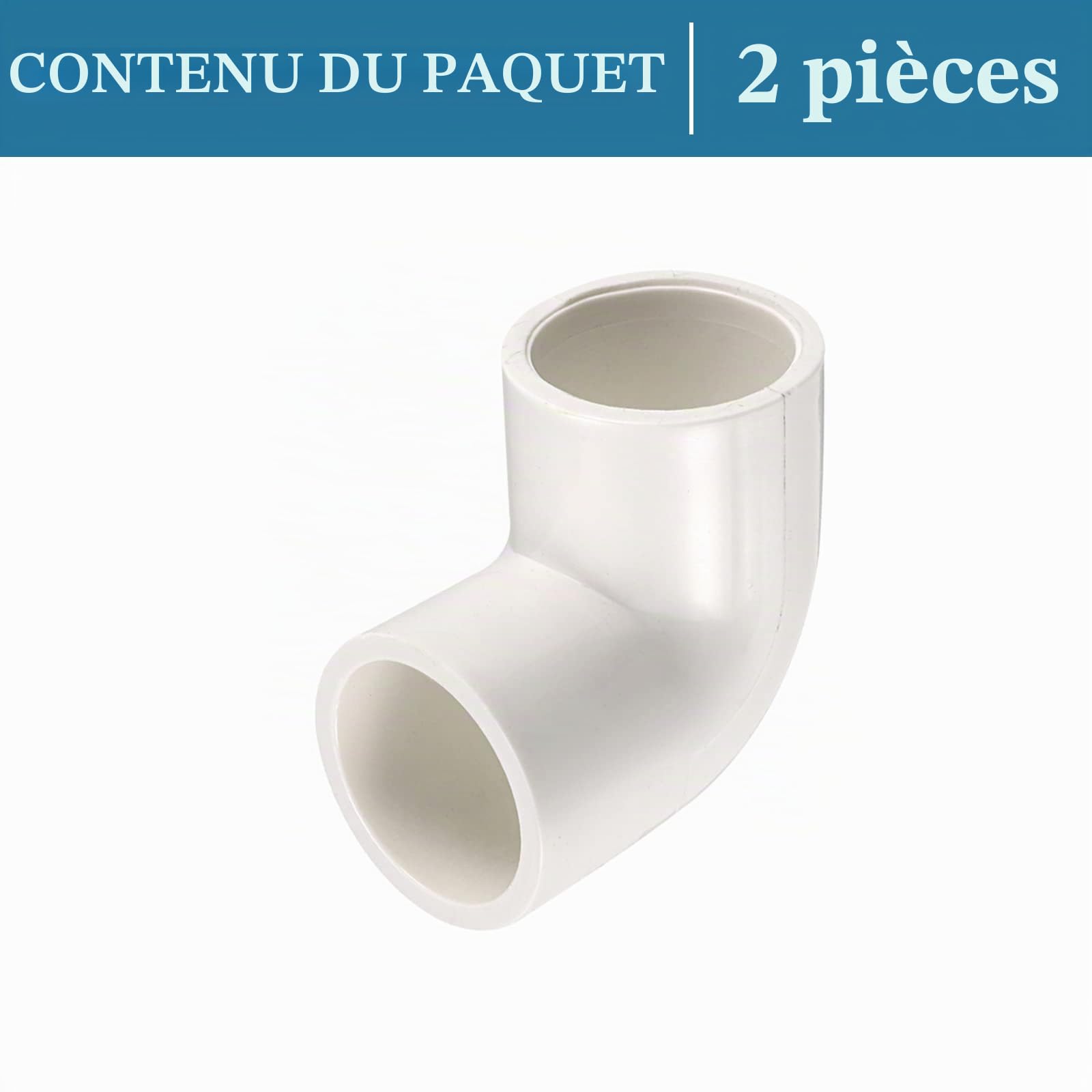 QUARKZMAN 20mm Slip PVC Tuyau Connecteurs x 2 PCS 90 Degré Coude Couplage Tuyau Raccords pour Bâtiment Irrigation Plomberie Installation, [Blanc]