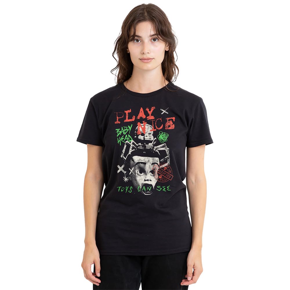 Disney Toy Story Toys Can See Ladies T-Shirt, Black, Medium