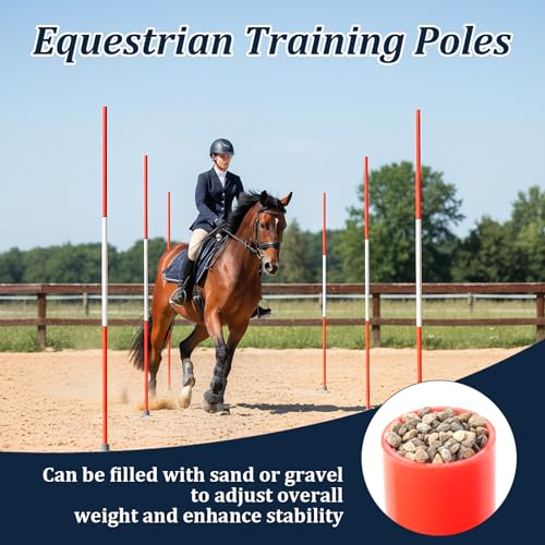 GZCNYLYS 6 Pcs 6 Ft Pole Bending Poles for Horses with Ground Nails and Storage Bag, Adjustable Agility Training Poles, Horse Equipment for Equestrian, Basketball and Canine Training (Red-White)