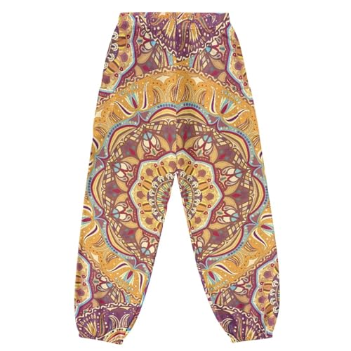 Gzzxiailg Calça de harém tribal mandala para mulheres, longa, larga, esportiva, ioga, calças de ioga