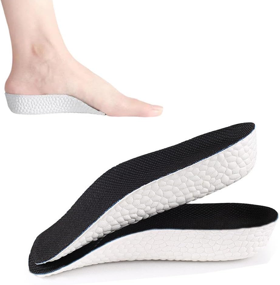 Goodern 1 Pair Inner Height Increasing Insole,2.5cm Heel Lift Foot Pads Invisible Hidden Soft Heel Cushion Inserts Insoles,Breathable Sports Shock Absorption Half Cushion Insoles for Men Women-Style B
